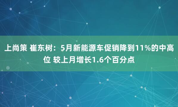 上尚策 崔东树：5月新能源车促销降到11%的中高位 较上月增长1.6个百分点