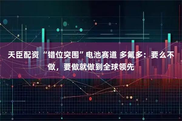 天臣配资 “错位突围”电池赛道 多氟多：要么不做，要做就做到全球领先